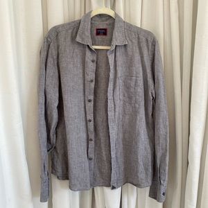 Light Grey Textured Long Sleeve Button Up